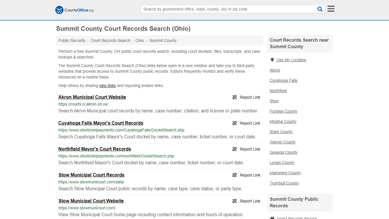 Summit County Court Records Search (Ohio) - County Office
